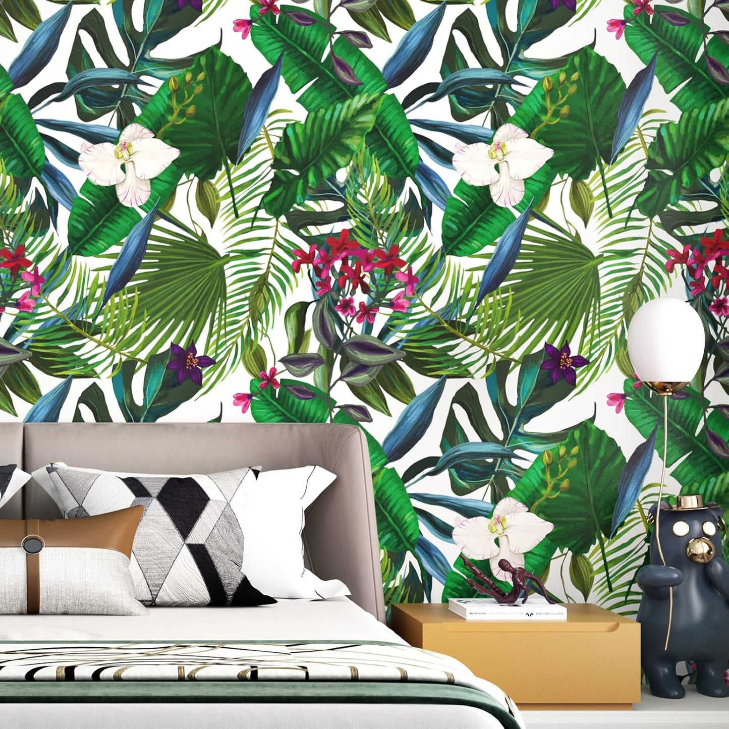 Tropical Peel and Stick Wallpaper Green Floral Contact Paper, 24"x118" P47547