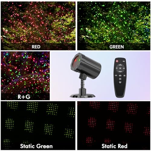 Christmas Projector Lights Outdoor, Red & Green with Remote and Timer, IP65 Waterproof Q3610