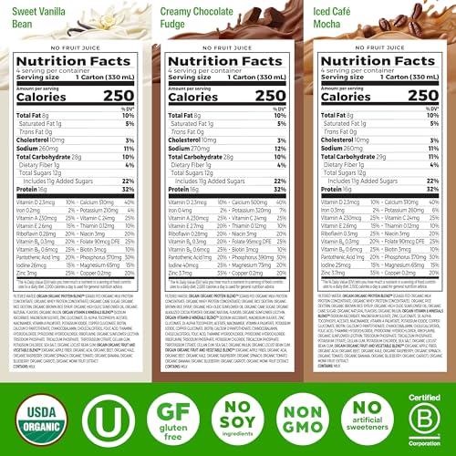 Organic Nutritional Protein Shake, Creamy Chocolate Fudge, 16g Whey Protein, 11 Fl Oz (12 Pack) H19601