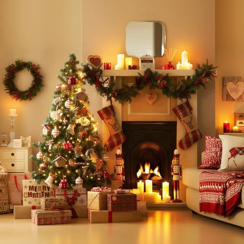 50ft Green Artificial Pine Garland for Indoor Outdoor Christmas Decor Q308536