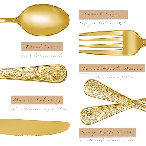 Gold Stainless Steel 20 Piece Flatware Set with Fork, Spoon and Knife H727243
