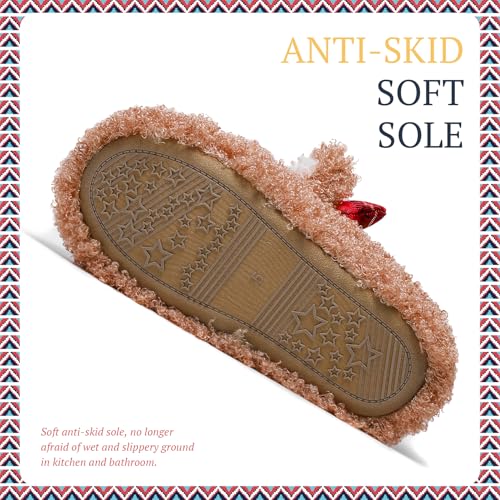 Women's Fuzzy Reindeer House Slippers Indoor Shoes S5360