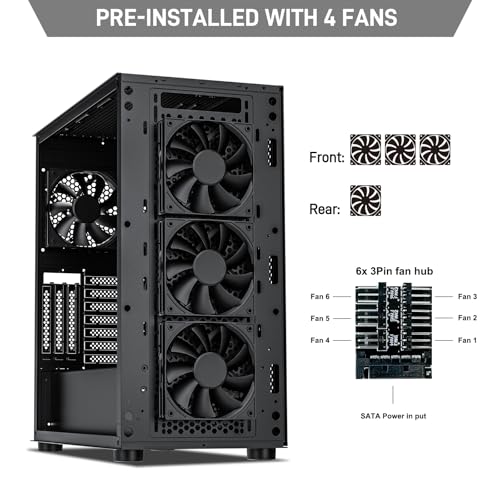 ATX NAS Computer Case Mid Tower with 4x120mm Fans, USB 3.0, 10x3.5'' HDD + 3x2.5'' SSD Q769998