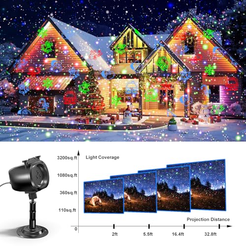 Christmas Laser Projector Light Outdoor, RGB Firefly Moving Lights, IP65 Waterproof for Garden Yard Party Decor W6136