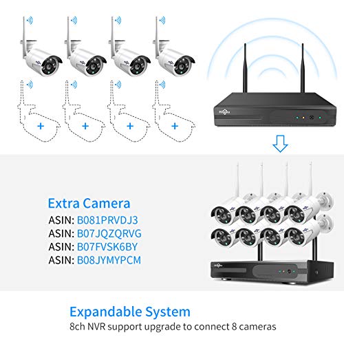 Wireless Security Camera System, 4K NVR, 4Pcs 3MP Night Vision WiFi Cameras D47166
