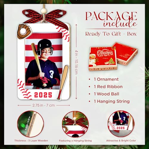 Christmas Ornament Picture Frame - Wooden Landscape Photo Frame for Tree U75225