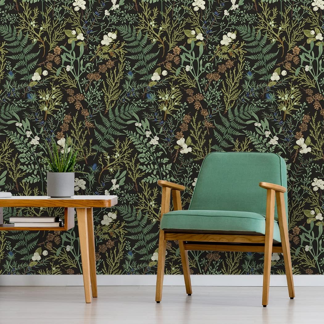 Peel and Stick Wallpaper Black Floral Self Adhesive Removable P197