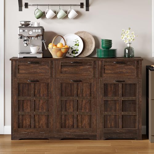 Tilt Out Trash Can Cabinet with Drawers, 20 Gallon, Brown Oak Z441687