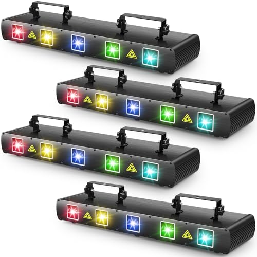 Stage Laser Light, 5 Beam Sound Activated DJ Party Lights with Remote Control O445463