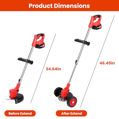 Cordless Grass Trimmer with Wheels, 3-in-1 Lawn Edger Z7368