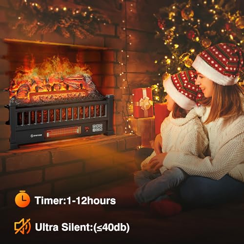 Electric Fireplace Logs 20-Inch with Remote, Adjustable Flame Colors, Timer, 1500W I334751