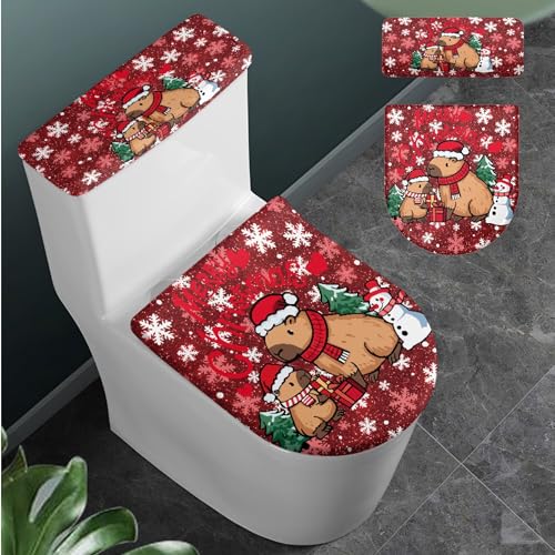 Christmas Toilet Lid and Tank Cover Set for Bathroom Decor Q334993