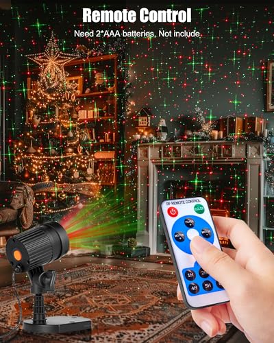Christmas Projector Lights Outdoor Red Green Starry Waterproof Plug in T272869