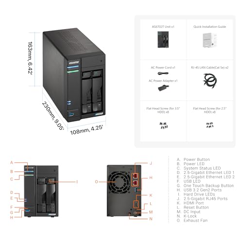 4-Bay NAS, Quad-Core 2.0GHz, Dual 2.5GbE, 4GB DDR4 U320475