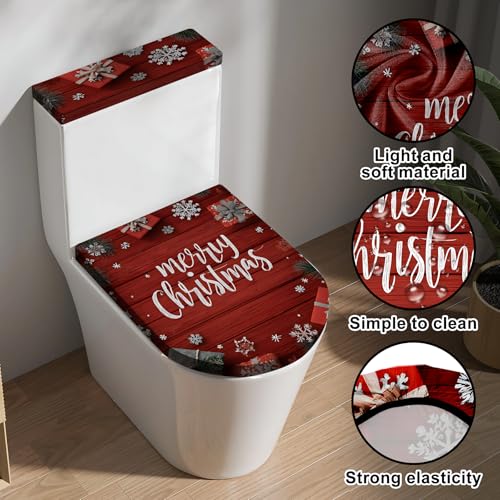 Christmas Toilet Lid Cover, Washable Bathroom Accessory O828