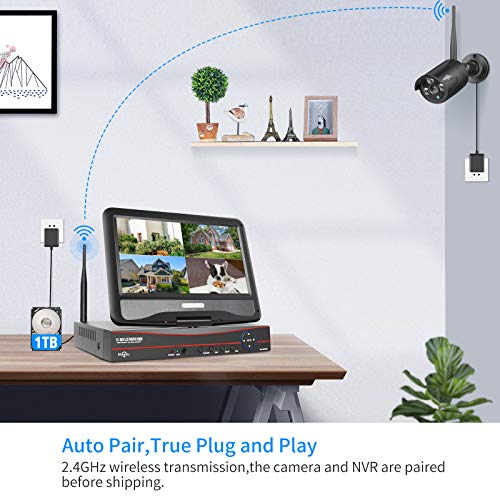 Wireless Security Camera System, 4K NVR, 4Pcs 3MP Night Vision WiFi Cameras D47166