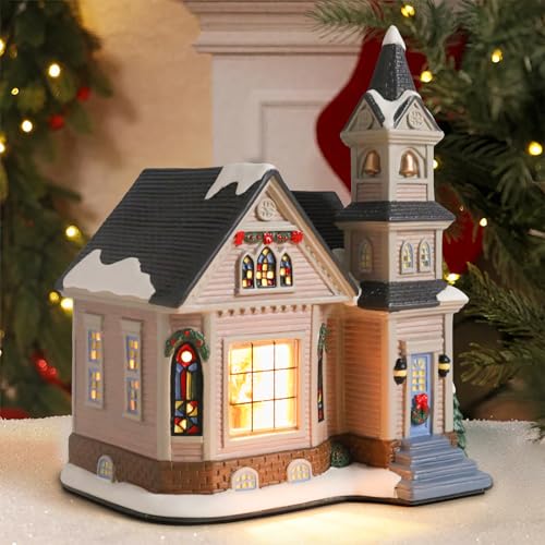 Ceramic Christmas Houses with Warm LED Light S1149