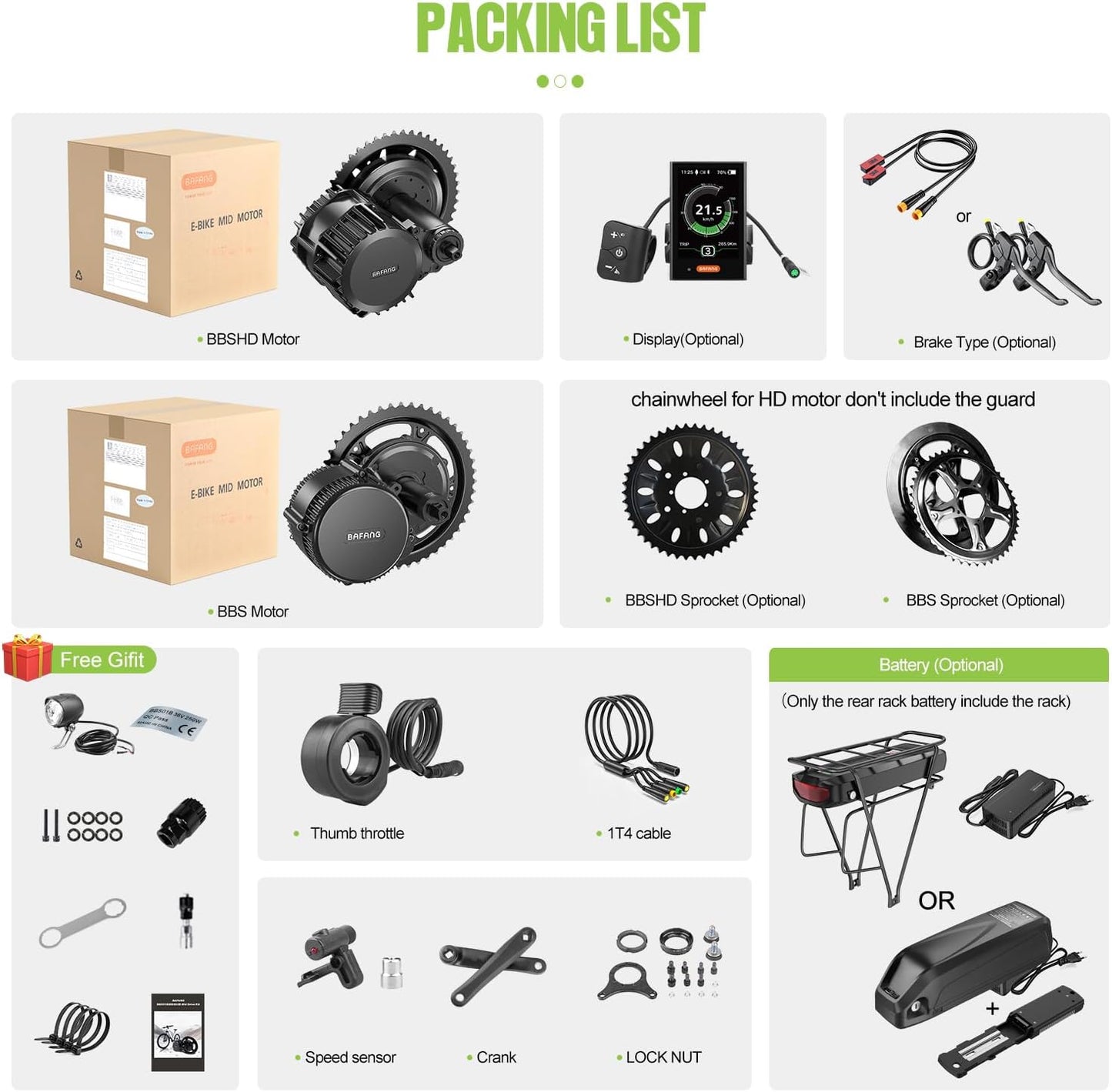 Mid Drive Ebike Conversion Kit 48V 750W with 42T Chainring and Display A48292