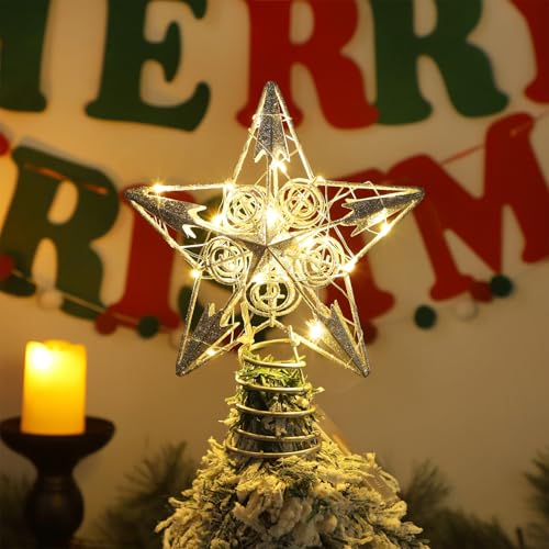 Star Tree Topper with 20 LED Lights, Battery Powered Christmas Decorations X627861