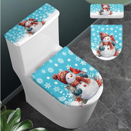 Christmas Toilet Lid and Tank Cover Set for Bathroom Decor Q334993