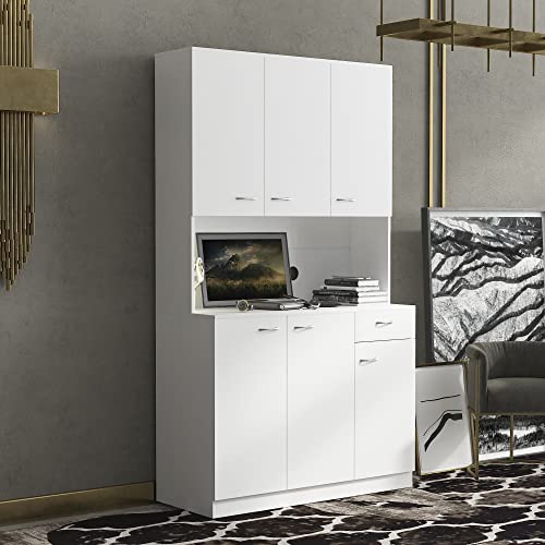 39" Wardrobe Armoire Closet with Doors and Shelves, White P902