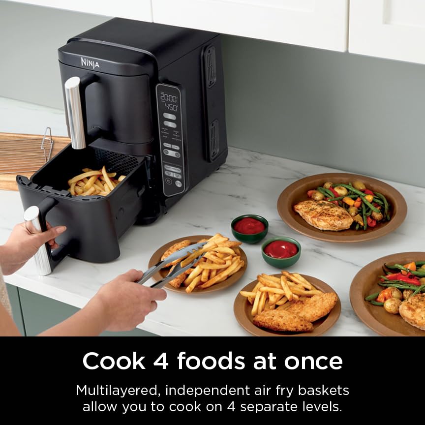Air Fryer, 8 QT DoubleStack 2-Basket, 6-in-1, Roast & Bake, Dishwasher Safe N927