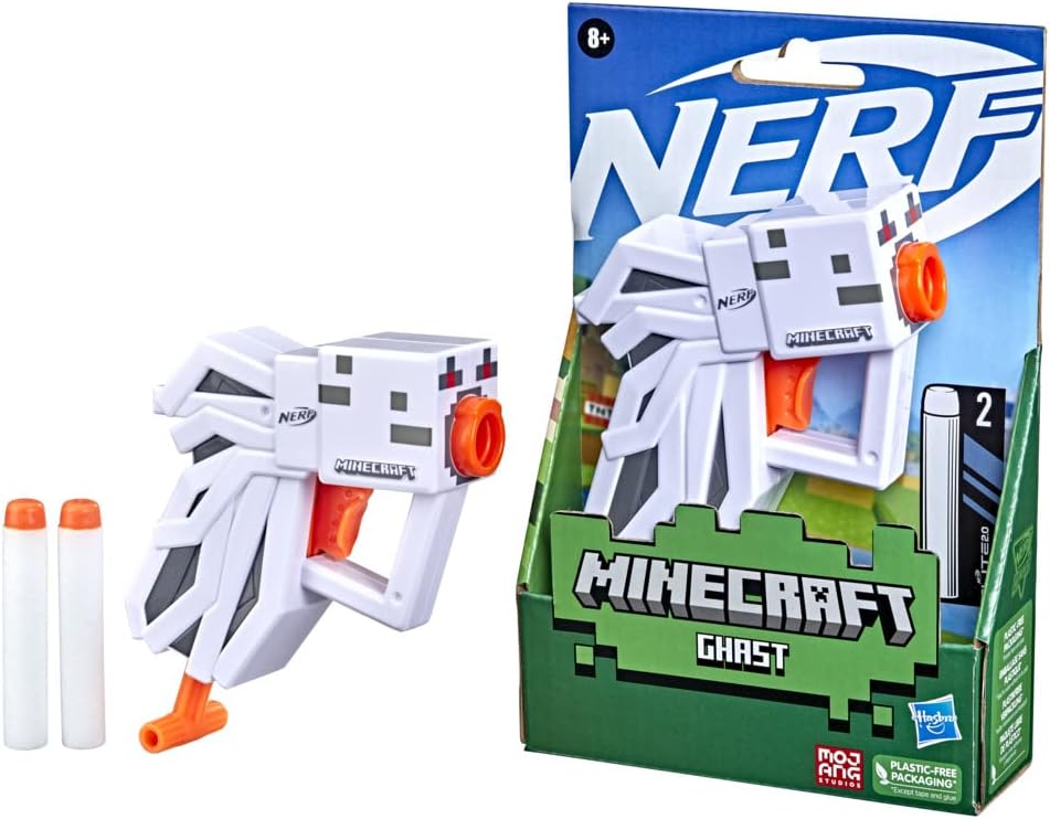 Minecraft Ghast Mini Blaster with 2 Darts, Pull-Down Priming Handle T274