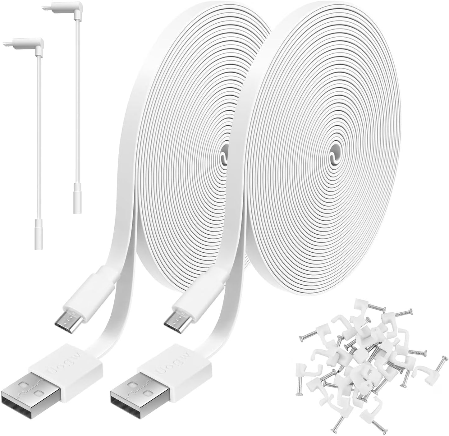 2 Pack 10FT Power Extension Cable Compatible with Wyze Cam V4,Wyze Cam v3,Wyze Cam Pan,WYZE Cam OG,NestCam Indoor,Blink,Amazon Cloud Camera,USB to Micro USB Durable Charging and Data Sync Cord(White)