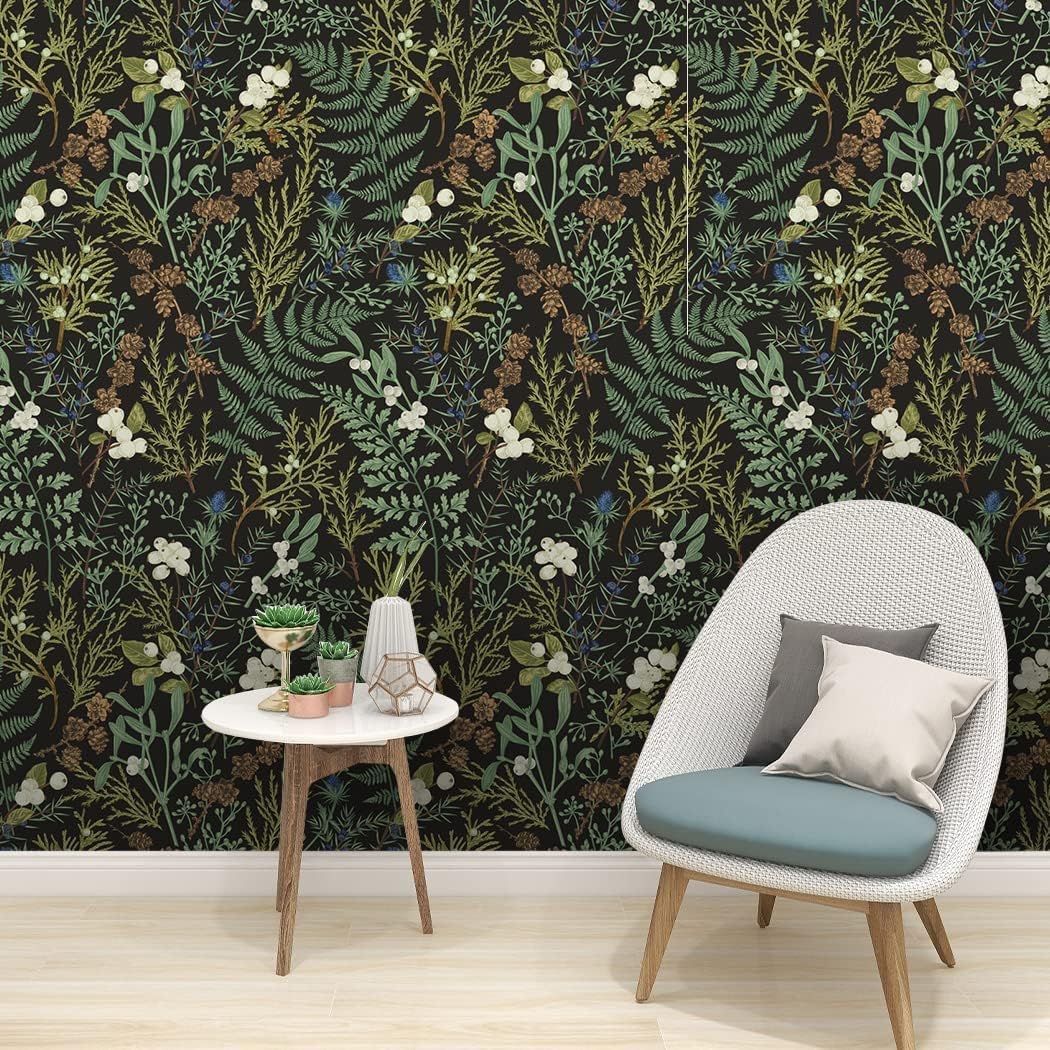 Peel and Stick Wallpaper Black Floral Self Adhesive Removable P197