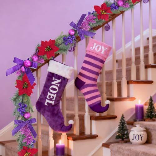 6.6 ft Christmas Garland with Faux Cedar and Glitter Berry H2007