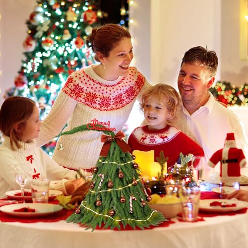 Mini Christmas Tree with 50 LED Lights 24 Inch Tabletop Prelit Artificial Tree J785647