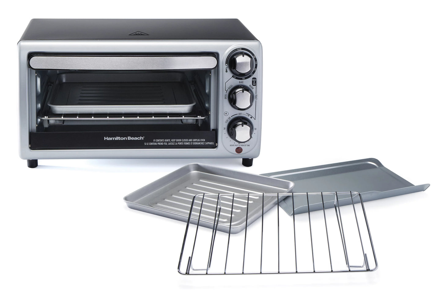 Countertop Toaster Oven with Bake Pan, Broil & Bagel Functions, Auto Shutoff F197
