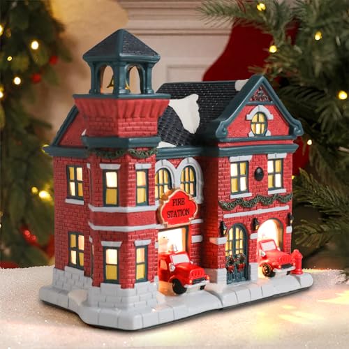 Ceramic Christmas Houses with Warm LED Light S1149