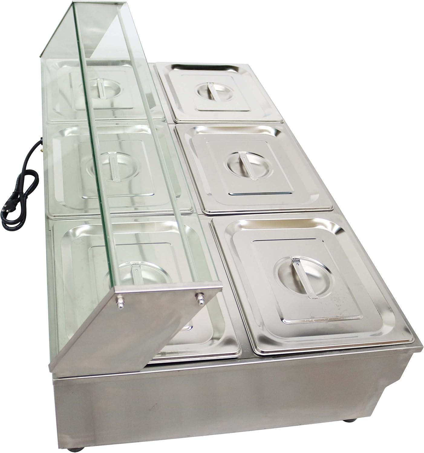 6-Pan Bain-Marie Buffet Food Warmer Double Row Electric Stainless Steel 2000W W1999