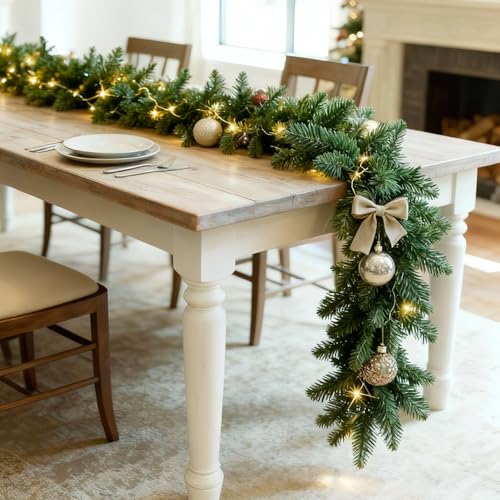 Christmas garland with lights, 9ft, battery operated with timer B505