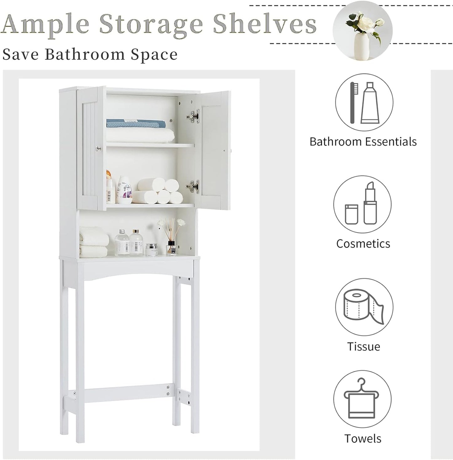 Over The Toilet Storage Cabinet with Double Doors W559684