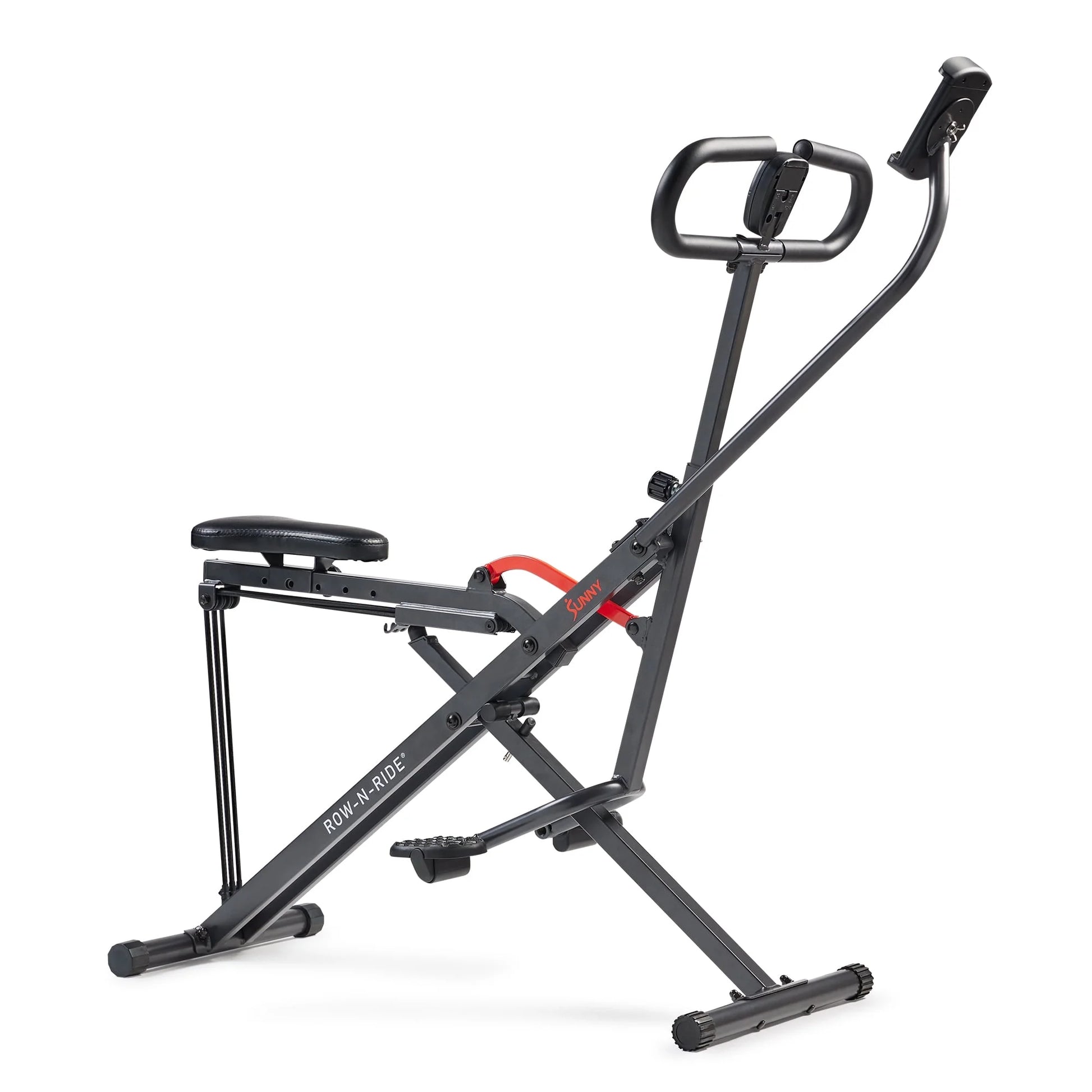 Sunny Health & Fitness Smart Upright Row-N-Ride™ Exerciser, Squat Assist Trainer for Glutes Workout with Adjustable Resistance, Easy Setup & Foldable, Glute & Leg Exercise Machine- NO. 077SMART