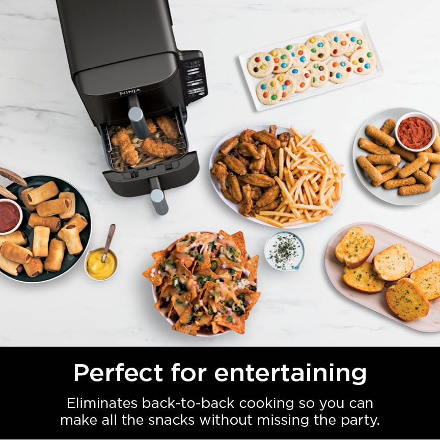 Air Fryer, 8 QT DoubleStack 2-Basket, 6-in-1, Roast & Bake, Dishwasher Safe N927