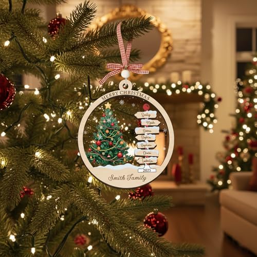Personalized Christmas Wooden Ornaments with Family Names J389