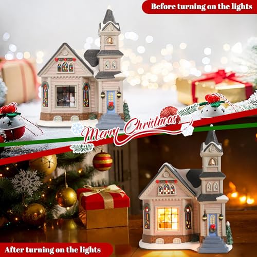 Ceramic Christmas Houses with Warm LED Light S1149