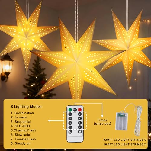 Christmas Paper Snowflake Lanterns with LED Lights for Holiday Party Decor Q23741