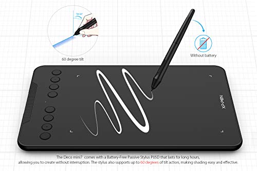 Drawing Tablet with 8192 Levels Pressure, 7 x 4 inch, 8 Shortcut Keys M356256