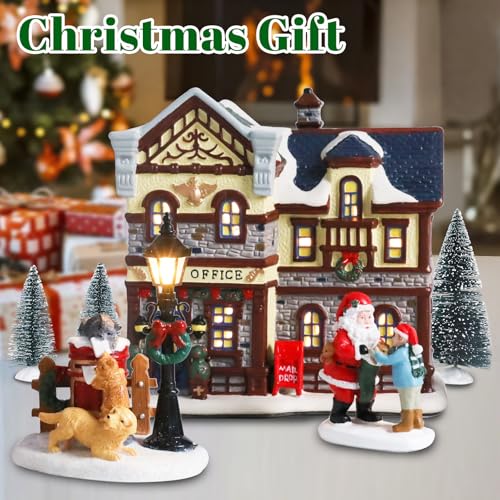 Ceramic Christmas Houses with Warm LED Light S1149