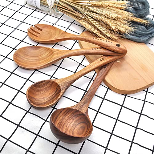 Christmas Wooden Spoons for Cooking, 10 Pcs Natural Teak Kitchen Utensils Set S557967