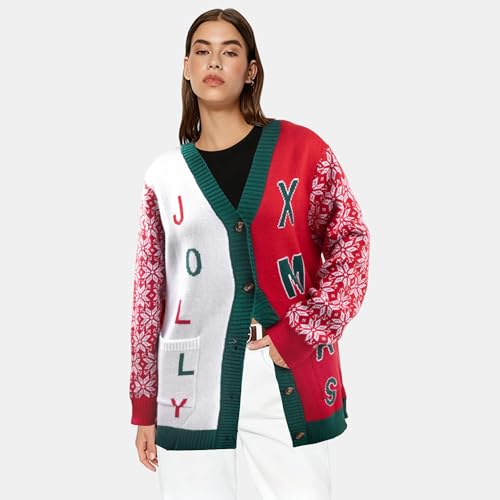 Funny Christmas Cardigan for Women Open Front Knit Coat U698