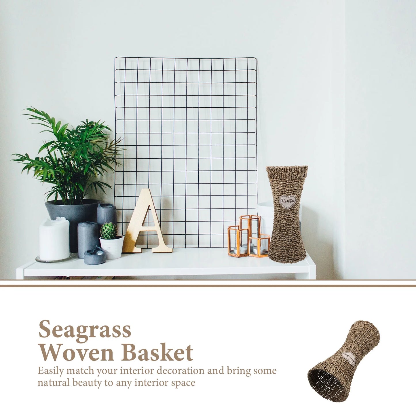 Tall Seagrass Woven Vase Flower Basket H179
