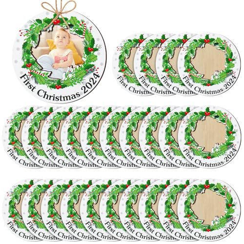 24 Pcs Christmas Photo Ornament Frames for Baby First Christmas Tree Keepsake F1934
