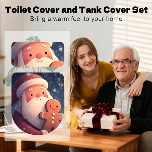 Christmas Toilet Lid Cover, Washable Bathroom Accessory O828