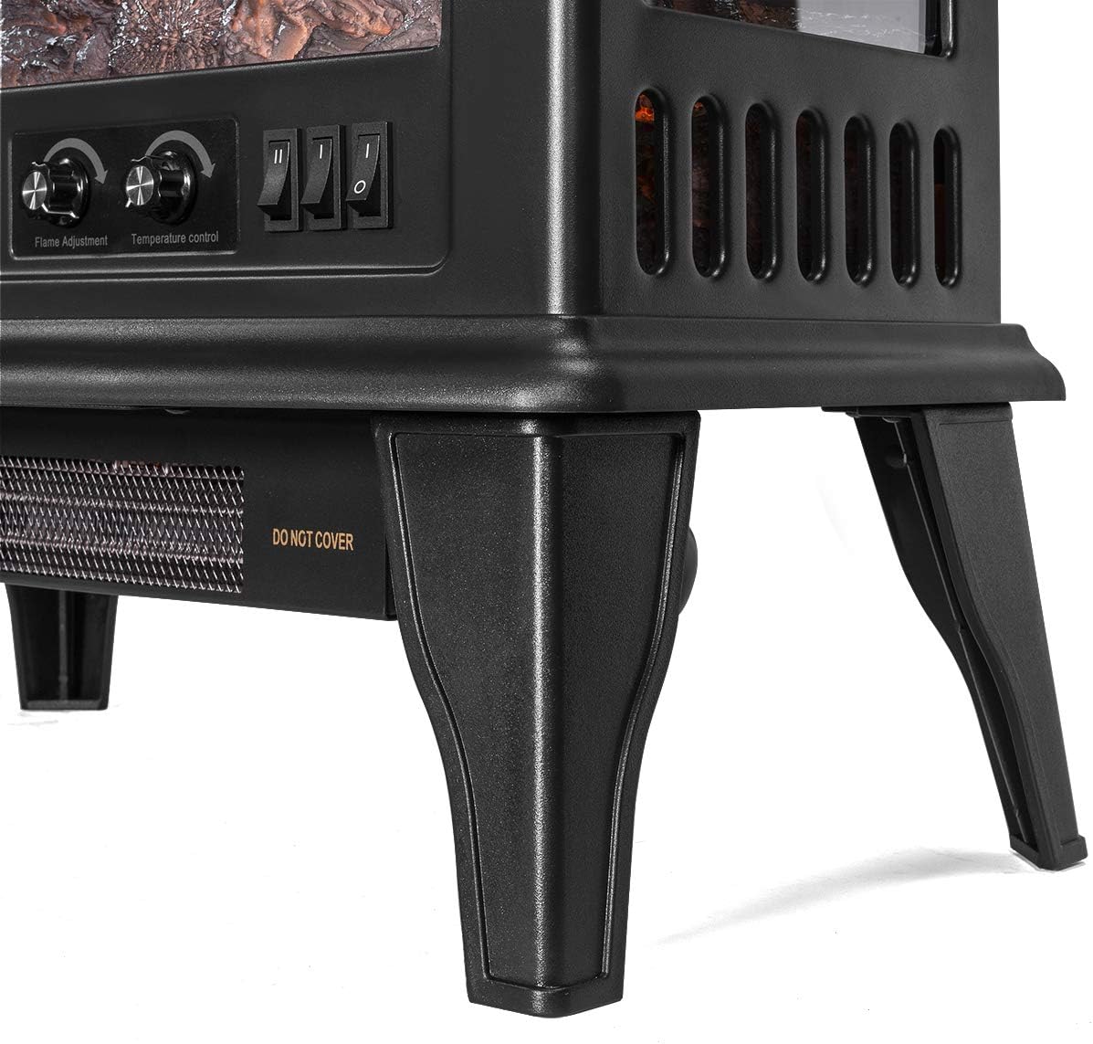 1500W Electric Fireplace Stove Heater with 3D Flame Effect, Black A7111
