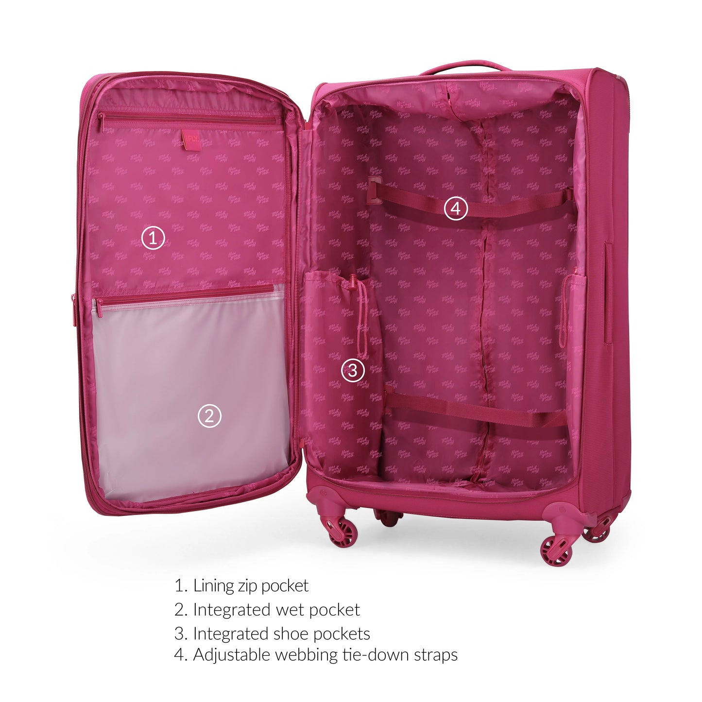 Softside 20" Carry-on Luggage, Fuchsia C12431